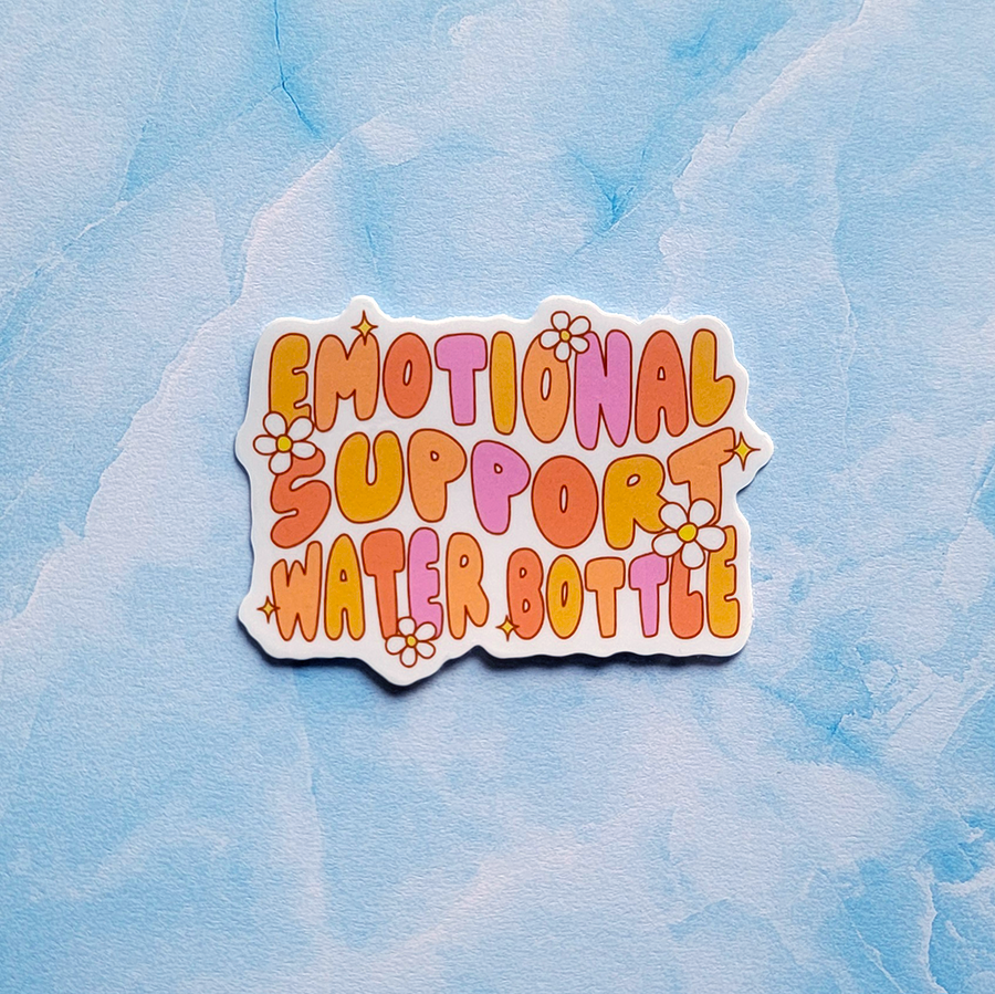 Retro Emotional Support Water Bottle Sticker