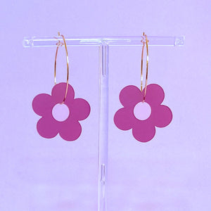Maroon Daisy Earrings