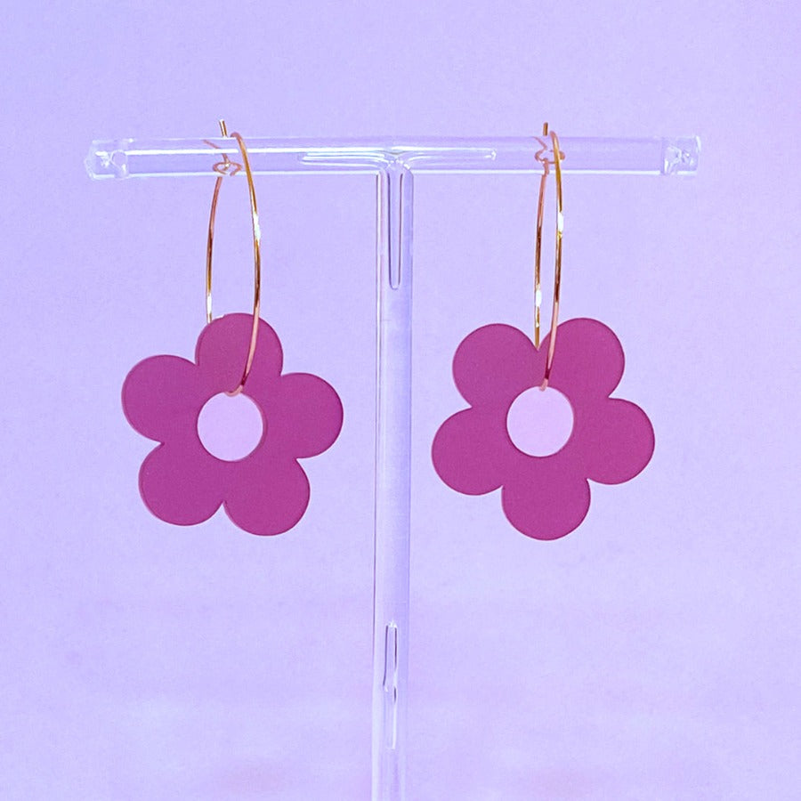 Maroon Daisy Earrings