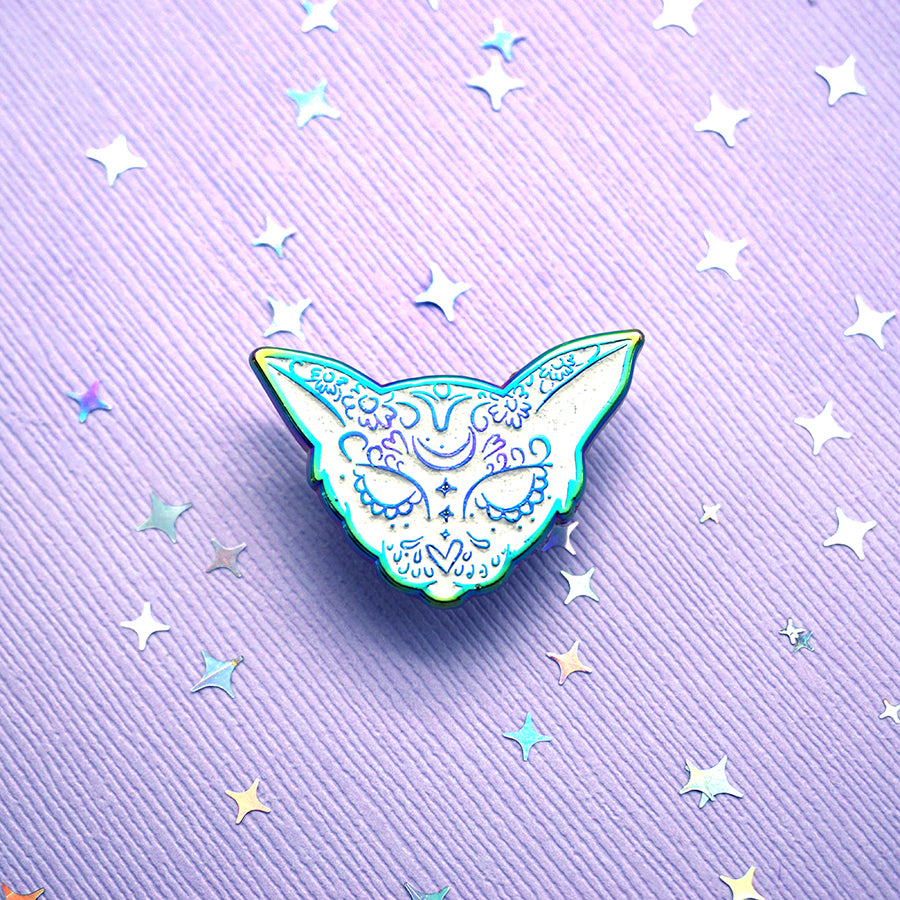 Sugar Skull Cat Pin